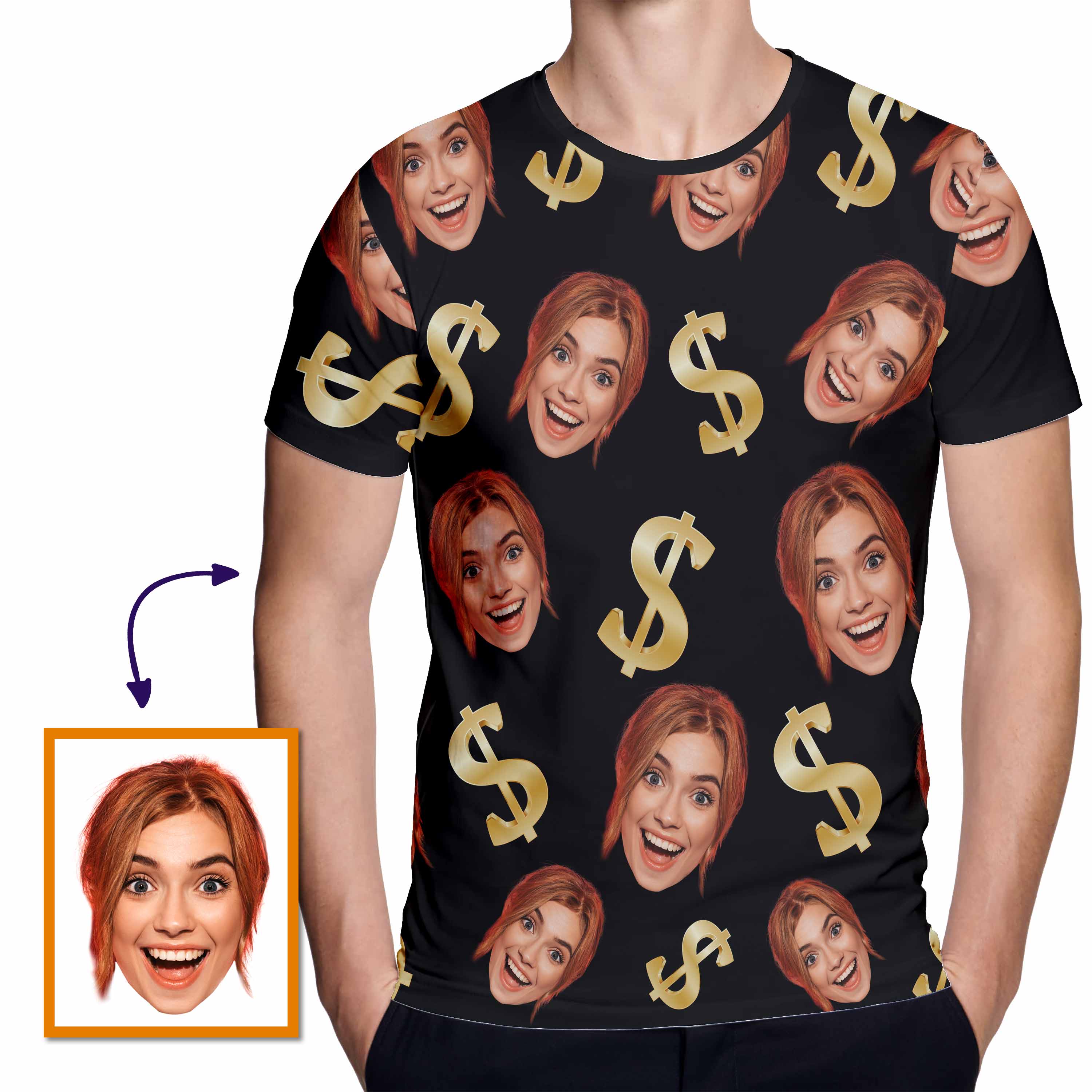 Dollars In My Life Custom Face Funny All Over Print Tshirt| Funny Birthday Gift | Personalized Funny All Over Print Tshirt - Thegiftio UK