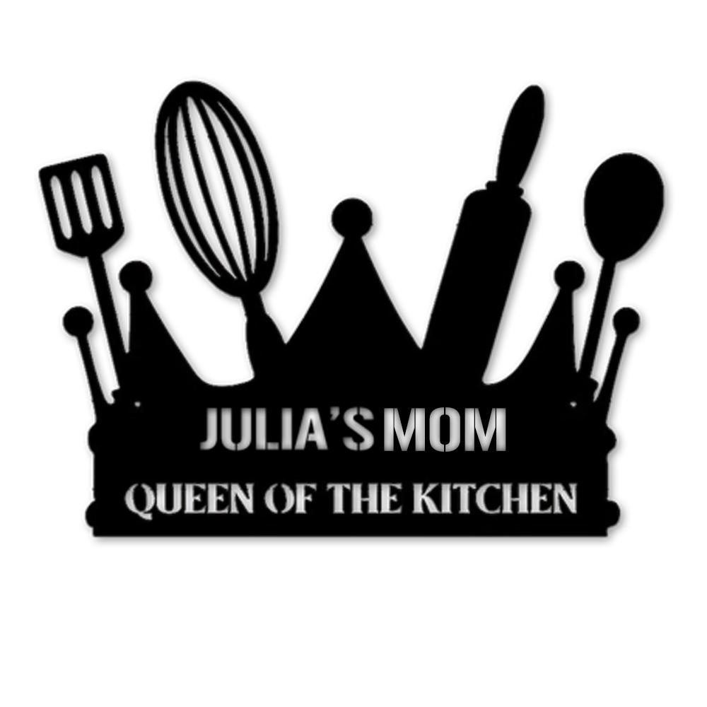 Custom Name Queen Of The Kitchen Metal Sign | Cooking Lover | House Decor Gift | Personalized Kitchen Metal Sign - Thegiftio