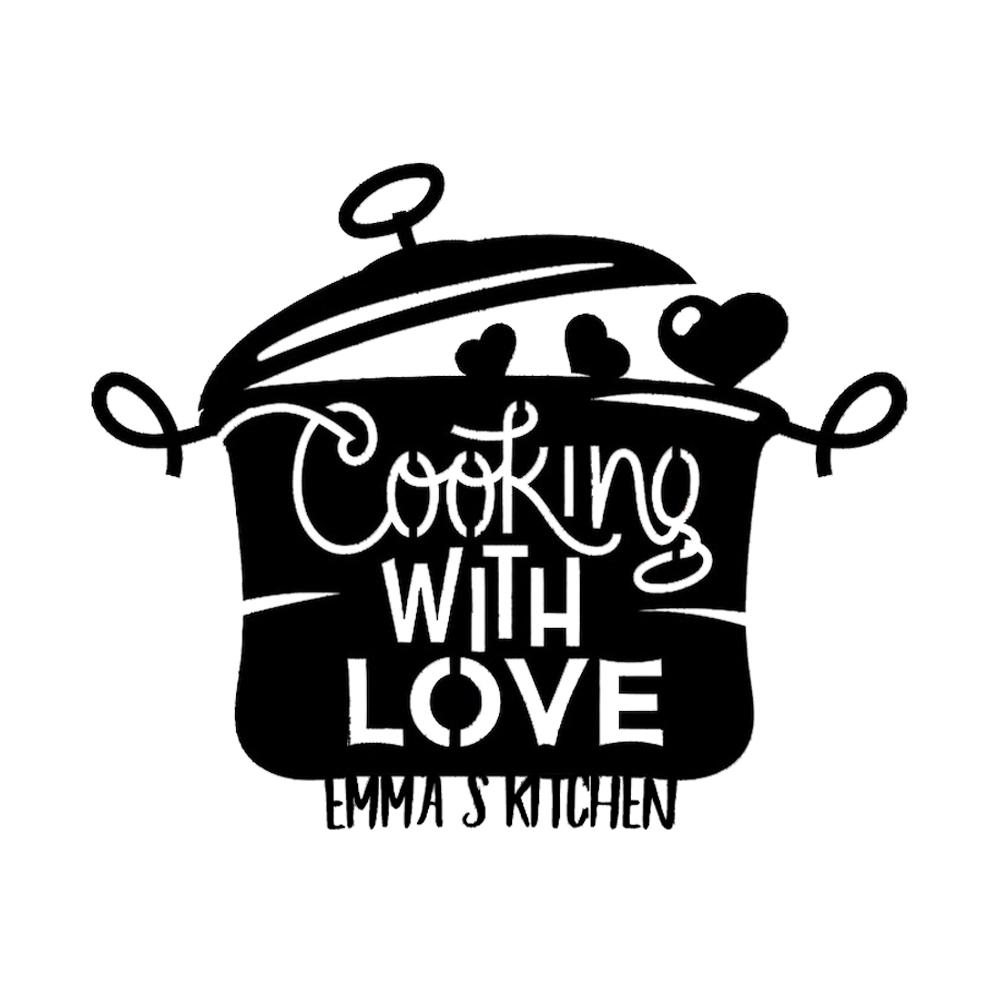 Custom Name Cooking With Love Metal Sign | Kitchen Lovers Gift | Personalized Kitchen Metal Sign - Thegiftio