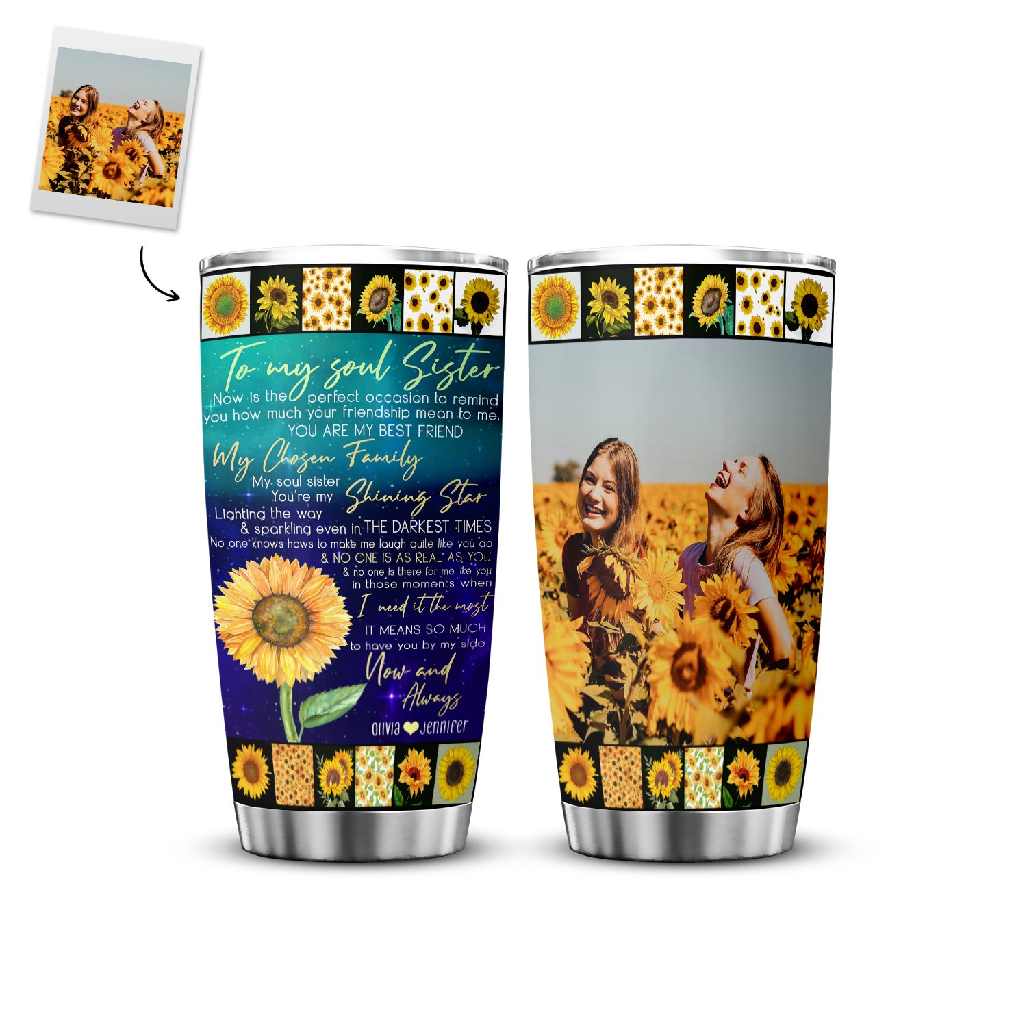 To My Soul Sister | You Are My Chosen Family Custom Photo Friends Tumbler | | Gift For Friend | Personalized Friends Tumbler - Thegiftio