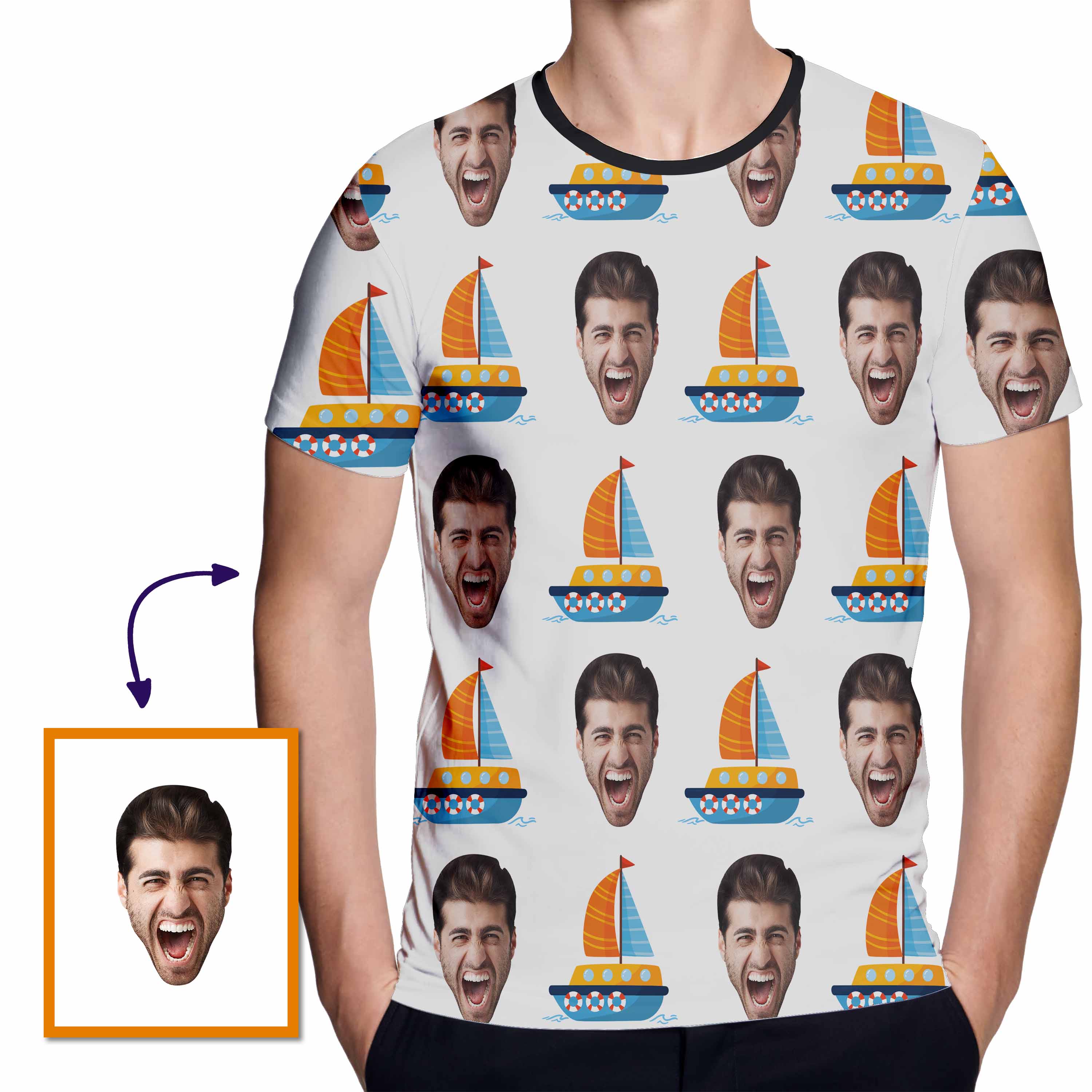 Wonderful Boat Journey Funny Custom Face Funny All Over Print Tshirt| Funny Birthday Gift | Personalized Funny All Over Print Tshirt - Thegiftio