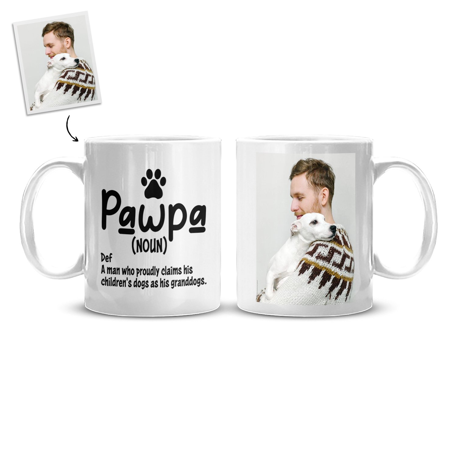 Pawpa Defination Custom Photo Dog Dad Mug | Dog Dad Mug | Personalized Dog Dad Mug - Thegiftio