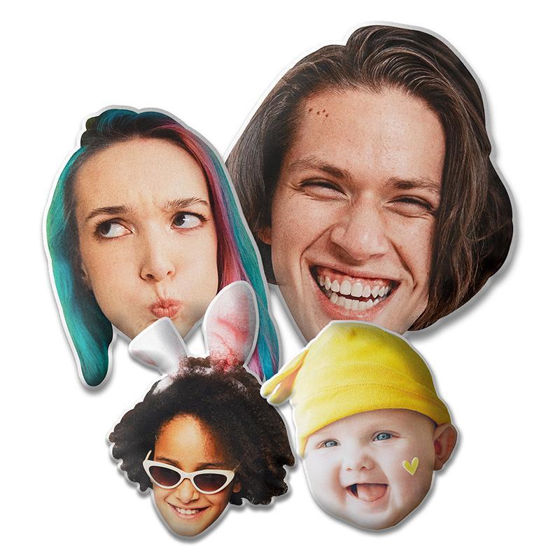 Your Pet Family Face Custom Face Photo Custom Shaped Pillow | Personalized Family Custom Shaped Pillow - Thegiftio