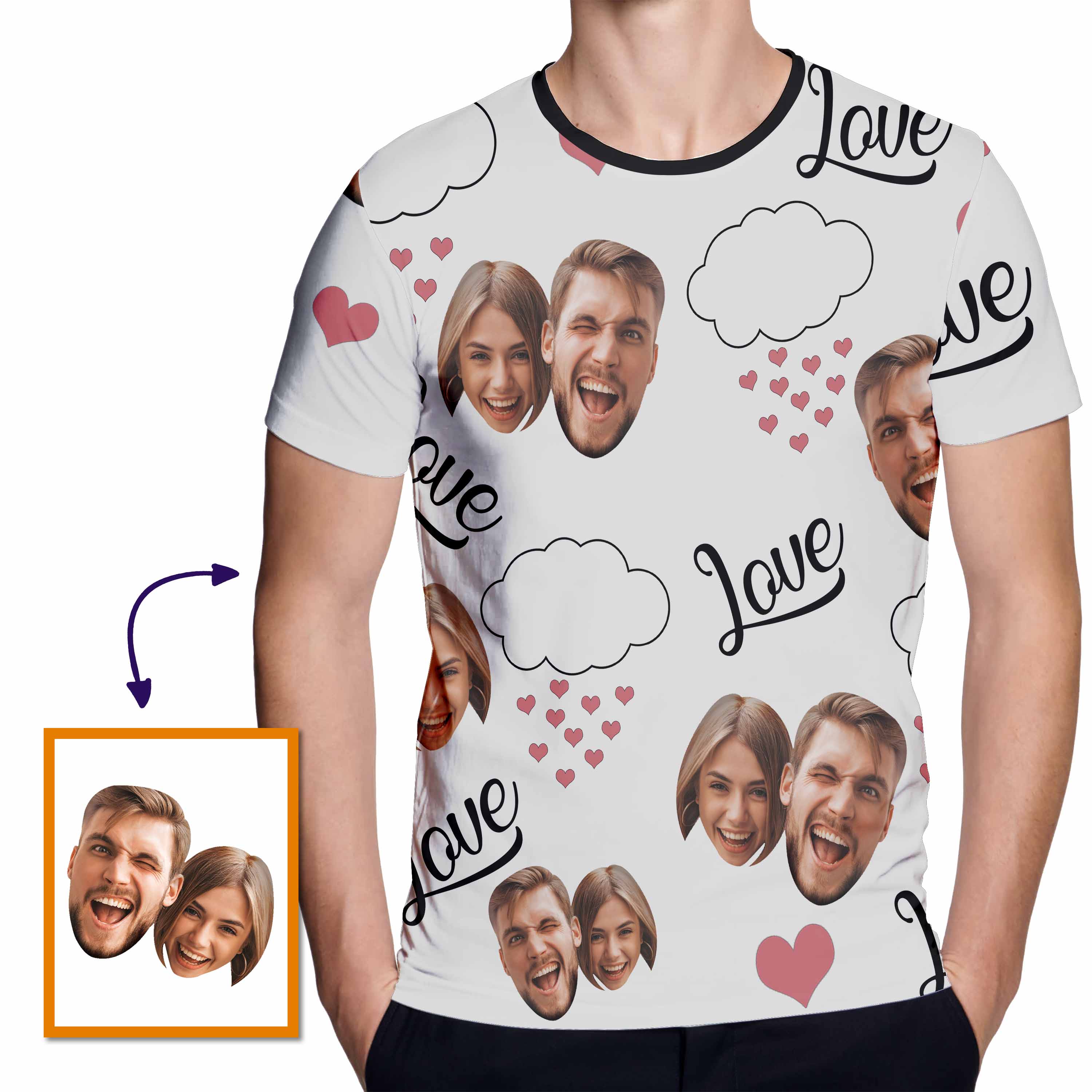 Love The Rain Custom Face Funny All Over Print Tshirt| Funny Birthday Gift | Personalized Funny All Over Print Tshirt - Thegiftio