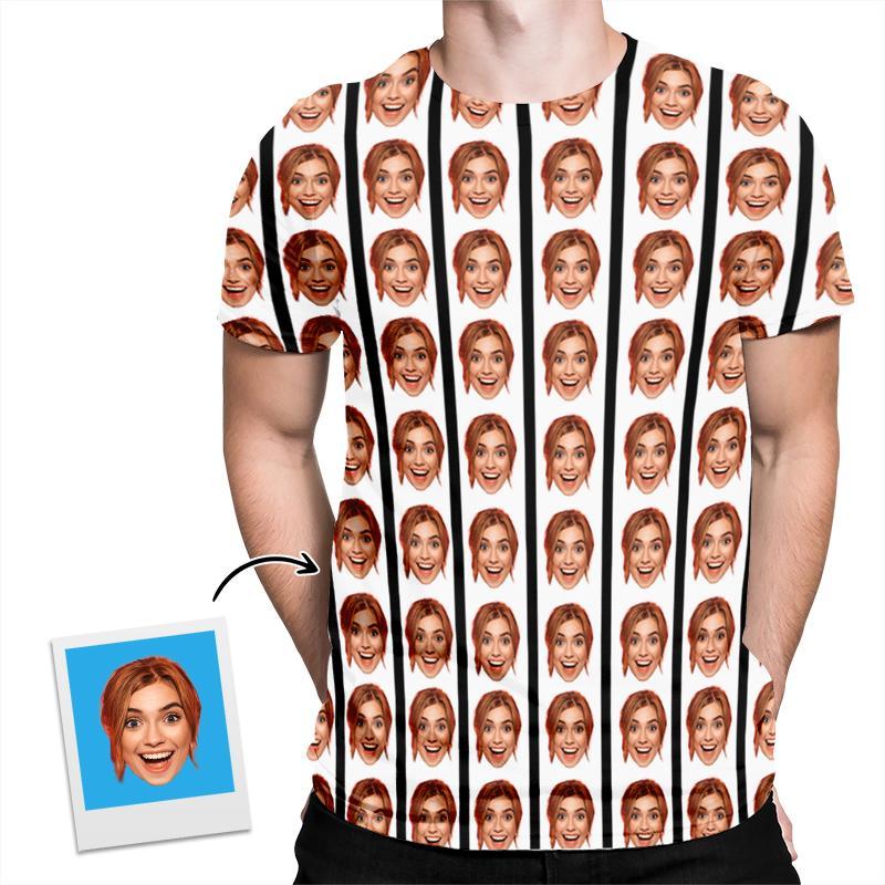 Face In Vertical Arrange Custom Face Funny All Over Print Tshirt | Birthday Gift | Personalized Funny All Over Print Tshirt - Thegiftio