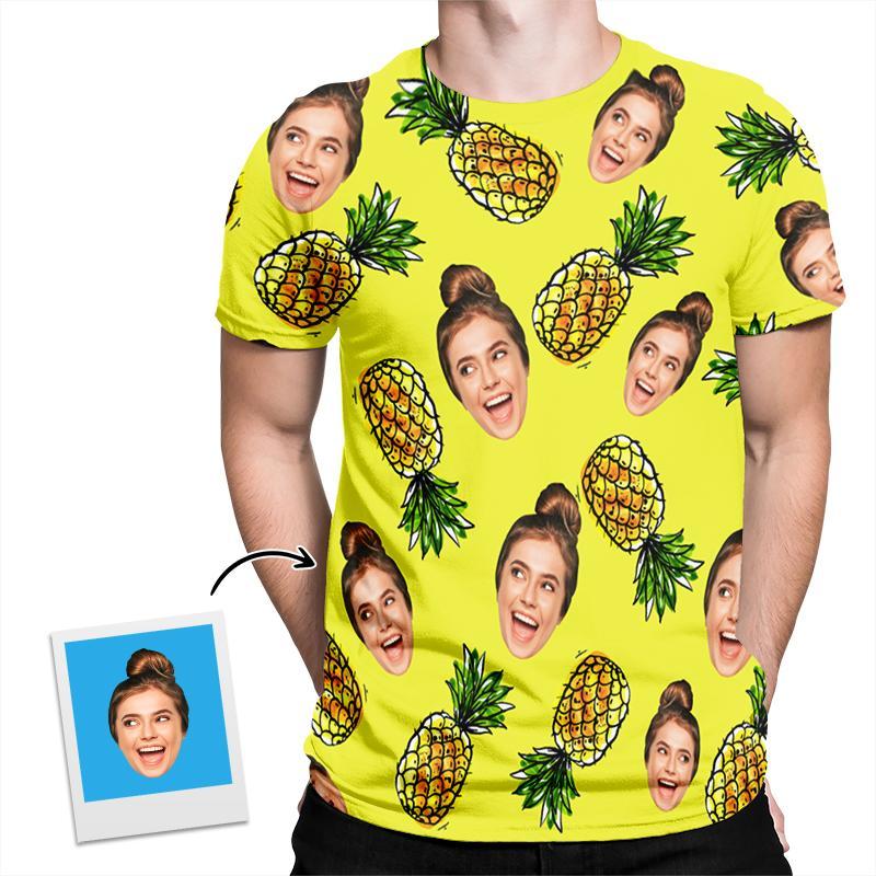 Face And Pineapple Alternating Custom Face Funny All Over Print Tshirt | Pineapple Lovers Gift | Personalized Funny All Over Print Tshirt - Thegiftio UK