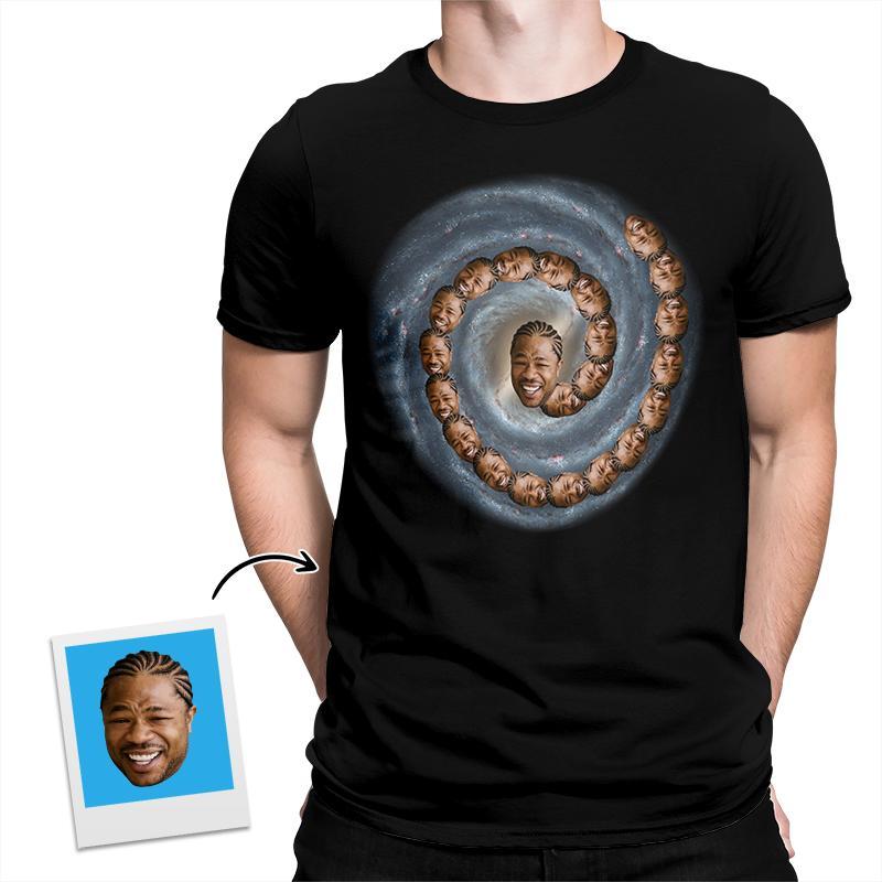 Green Space & Spiral Pattern Custom Face Funny All Over Print Tshirt | Birthday Idea | Personalized Funny All Over Print Tshirt - Thegiftio UK