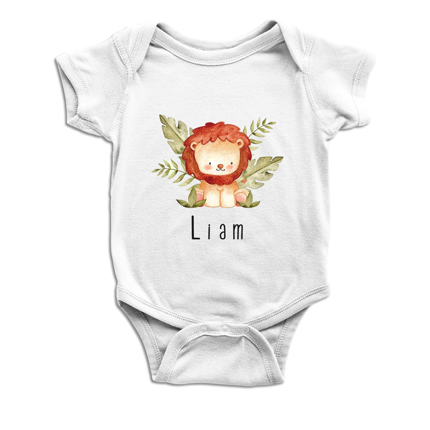 Animals In Forest Custom Name Animals Baby Onesie | Baby Birthday Gift | Personalized Animals Baby Onesie - Thegiftio UK