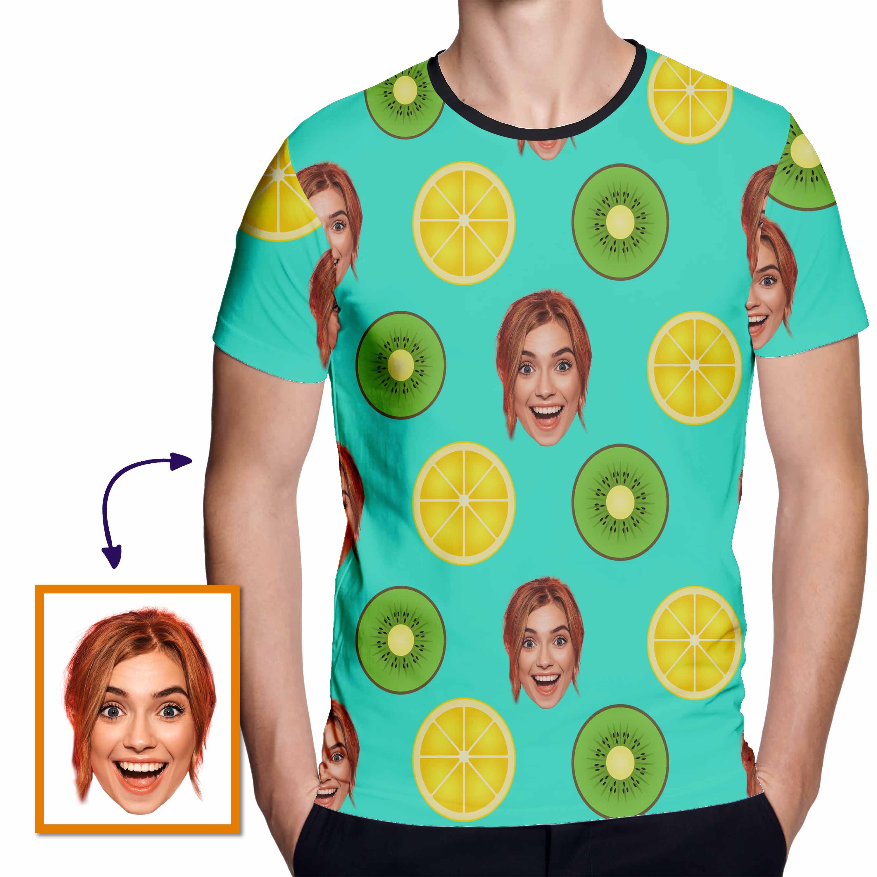 Tropical Fruit Custom Face Funny All Over Print Tshirt | Funny Birthday Gift | Personalized Funny All Over Print Tshirt - Thegiftio UK