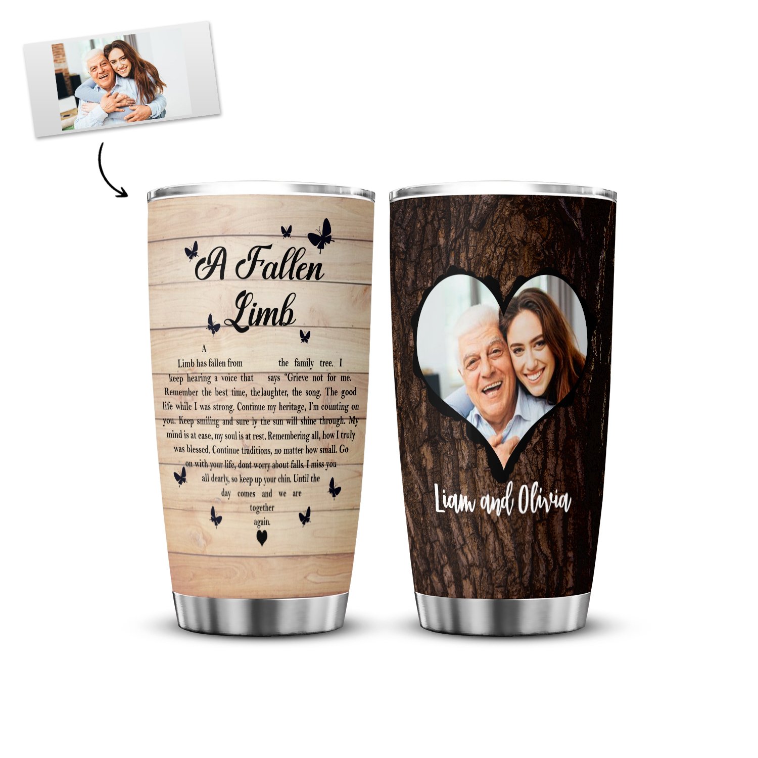 A Fallen Limb Custom Photo Memories Tumbler | Gift For Family | Personalized Memories Tumbler - Thegiftio