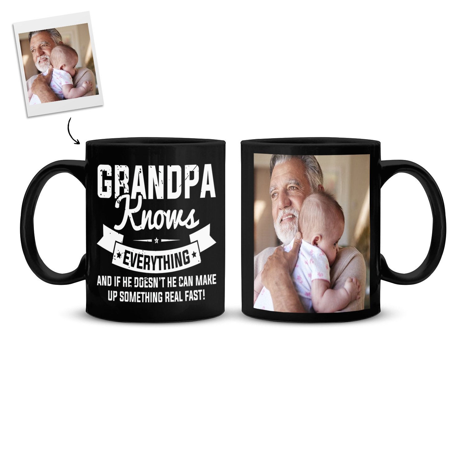 Granpa Knows Everything Custom Photo Grandpa Mug | Granpa Mug | Personalized Granpa Mug - Thegiftio UK
