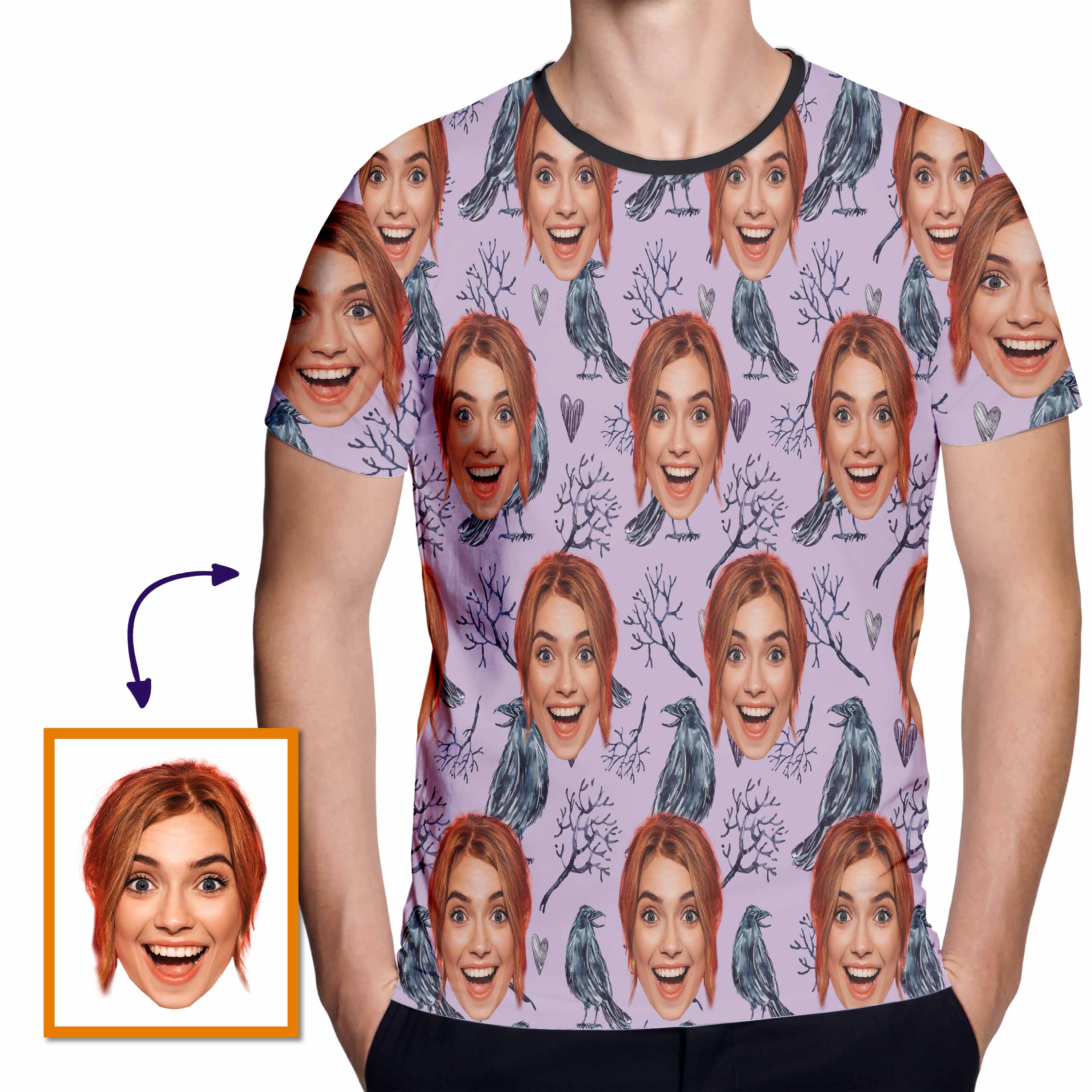 Bird Seamless Custom Face Funny All Over Print Tshirt| Funny Birthday Gift | Personalized Funny All Over Print Tshirt - Thegiftio