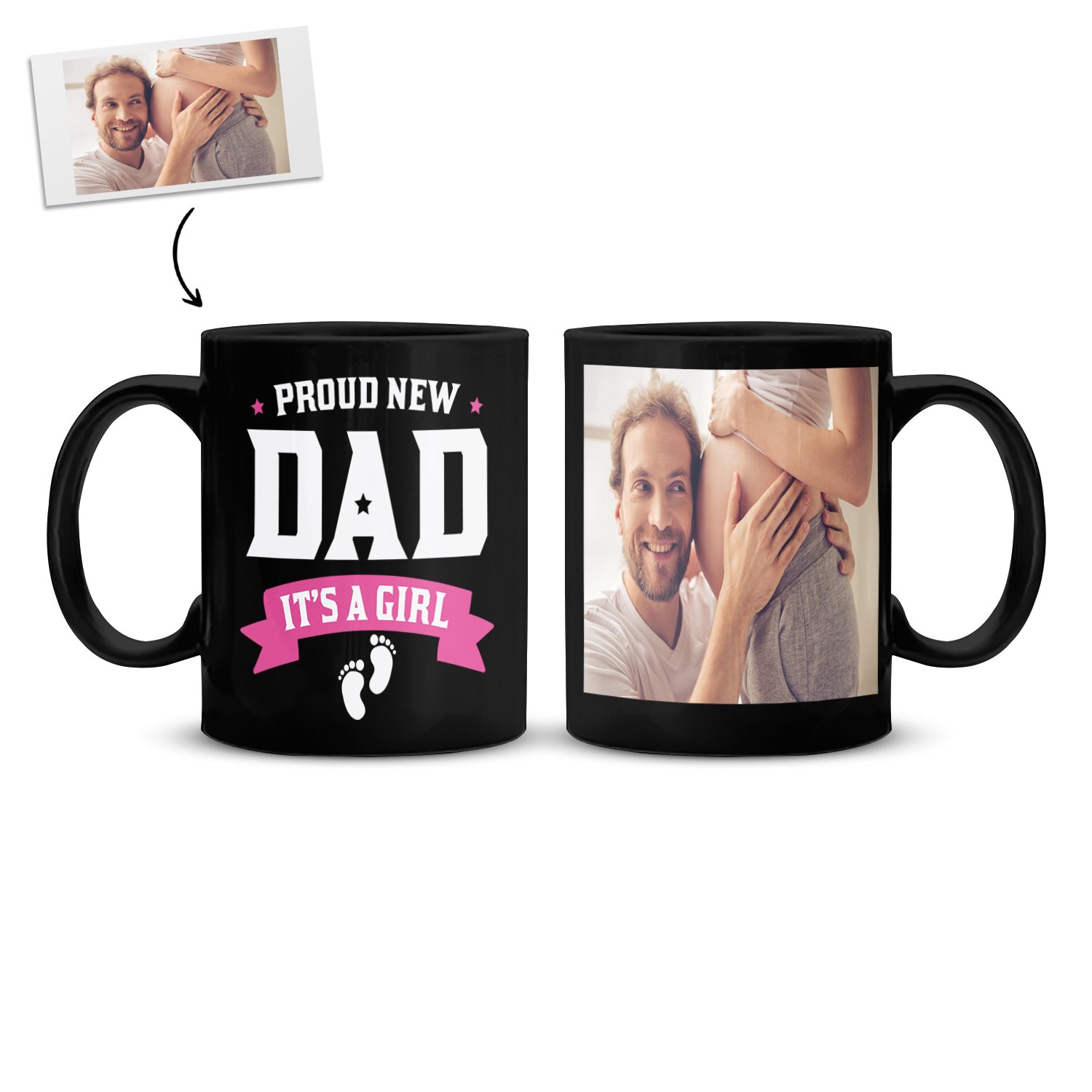 Proud New Dad It's A Girl Custom Photo Dad Mug | First Dad Mug | Personalized Dad Mug - Thegiftio UK