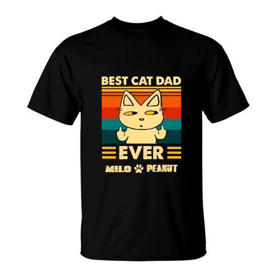 Custom Name Funny Cat Dad Tshirt | Gift For Cat Lovers Best Cat Dad Ever | Personalized Cat Dad Tshirt | Seseable UK
