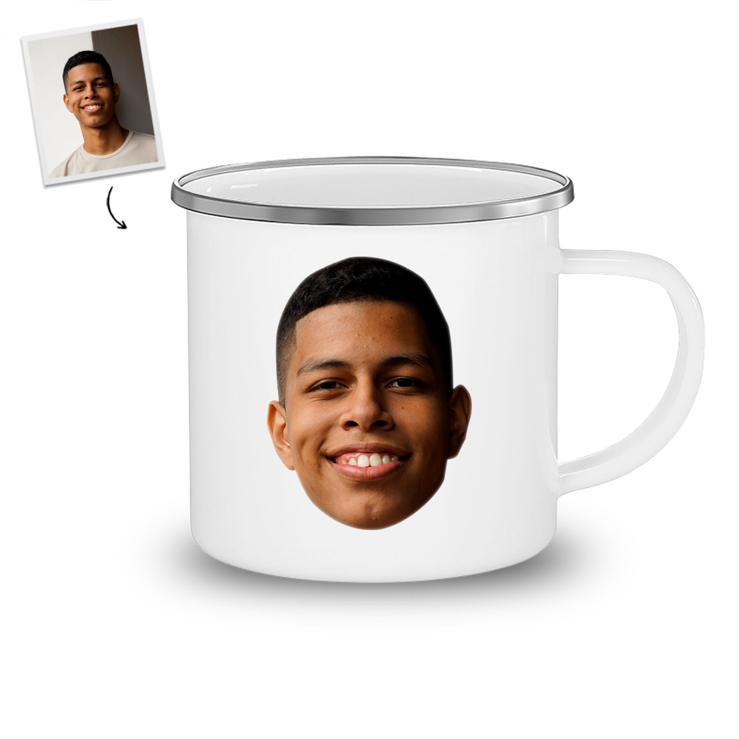 Custom Cute Face Camping Mug | Custom Face | Photo | Gift For Camper | Personalized Photo Camping Mug - Seseable