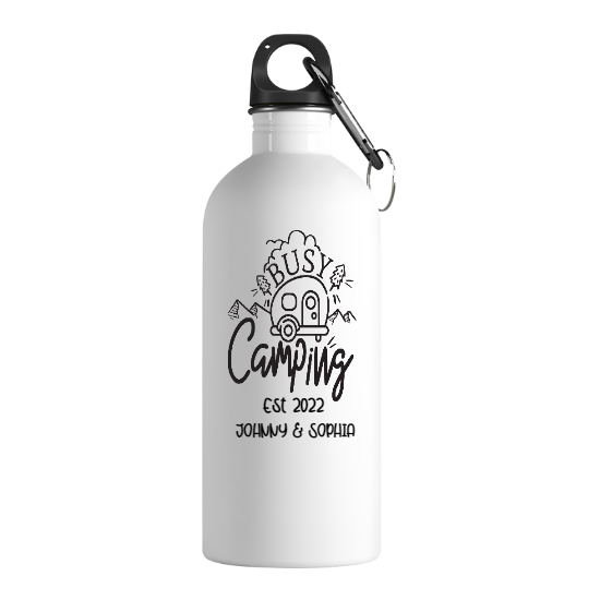 Custom Busy Camping Stainless Steel Water Bottle | Birthday Gift For Camping Lovers | Personalized Camping Stainless Steel Water Bottle - Seseable