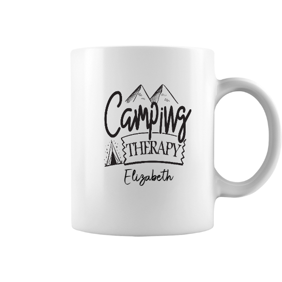 Custom Camping Therapy Coffee Mug | Birthday Gift For Camping Lovers | Personalized Camping Coffee Mug - Seseable