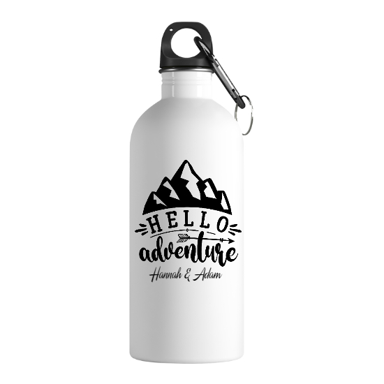 Custom Hello Adventure Stainless Steel Water Bottle | Birthday Gift For Camper | Personalized Camping Stainless Steel Water Bottle - Seseable