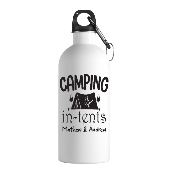 Custom Camping In Tents Stainless Steel Water Bottle | Birthday Gift For Camping Lovers | Personalized Camping Stainless Steel Water Bottle - Seseable