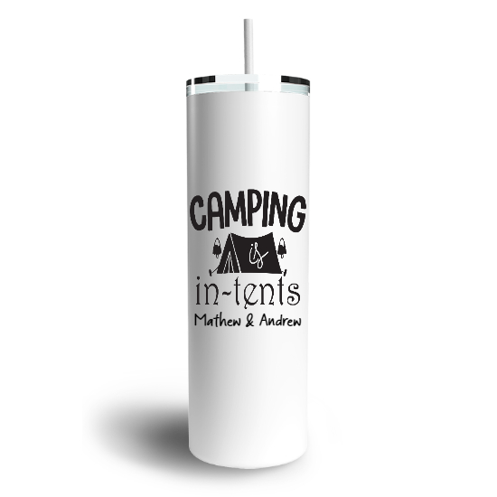Custom Camping In Tents Skinny Tumbler | Birthday Gift For Camping Lovers | Personalized Camping Skinny Tumbler - Seseable
