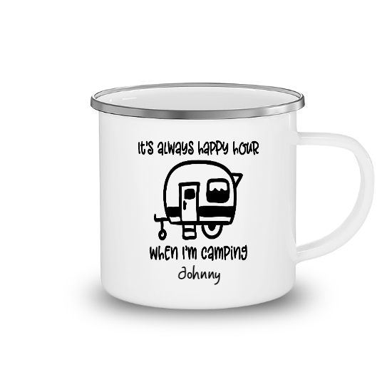Custom Happy Hour When Im Camping Camping Mug | Birthday Gift For Campers | Personalized Camping Camping Mug - Seseable