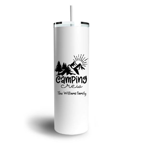 Custom Camping Crew Skinny Tumbler | Birthday Gift For Campers | Personalized Camping Skinny Tumbler - Seseable