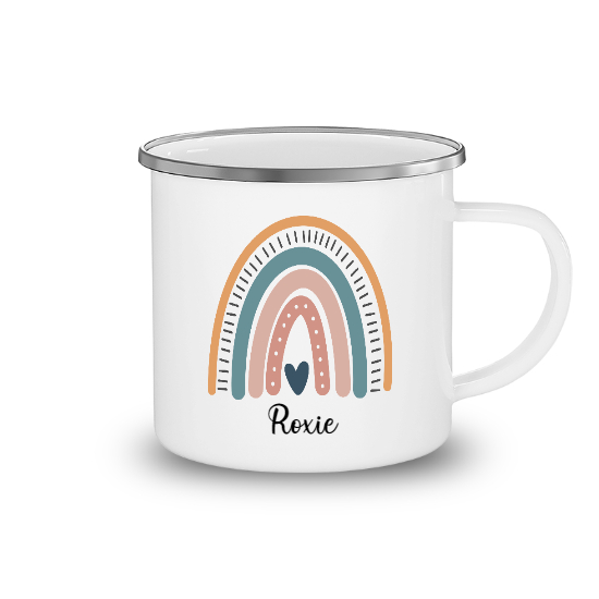 Custom Colorful Boho Rainbow Camping Mug | Birthday Gift For Kids | Personalized Rainbow Camping Mug														 - Seseable