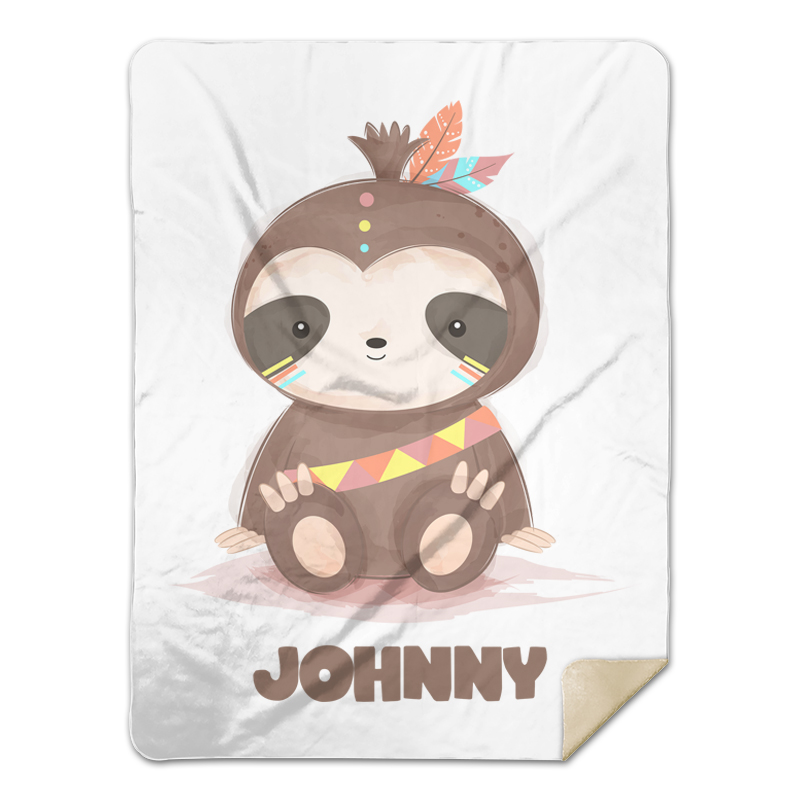 Custom Boho Baby Sloth Blanket, Custom Name, Cute Boho Gift, Personalized Boho Blanket | Seseable UK