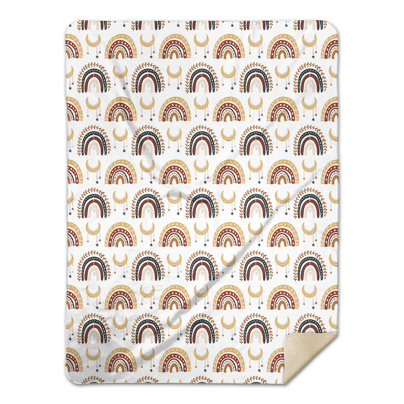 Bohemian Rainbow Pattern And Moon Basic Style Boho Blanket | Seseable FR