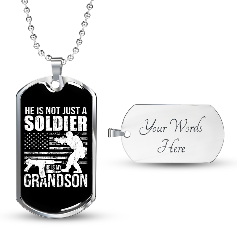Custom He Is Not Just Soldier Engraving Dog Tag, Birthday Gifts, Personalized Veteran Dog Tag Necklace - Seseable