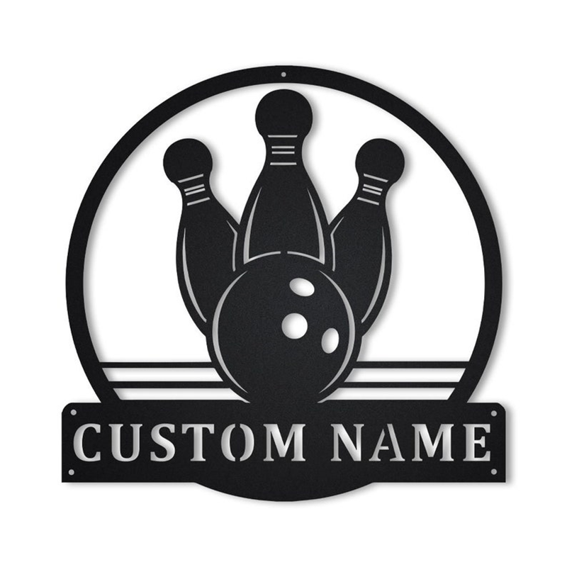 Personalized Bowling Monogram Metal Sign Art v2 Metal Wall Art