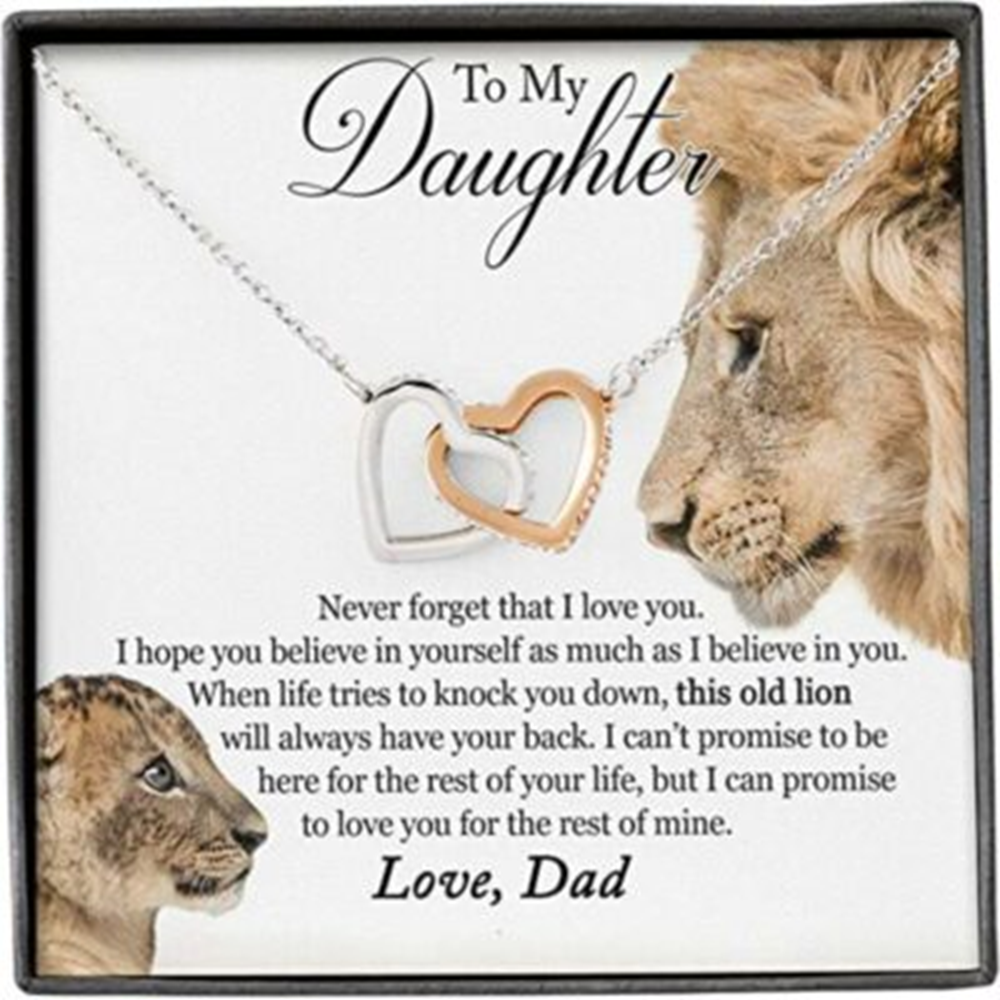Daughter Necklace, To My Daughter This Old Lion Will Always Have Your Back Necklace Gift From Dad - Thegiftio UK