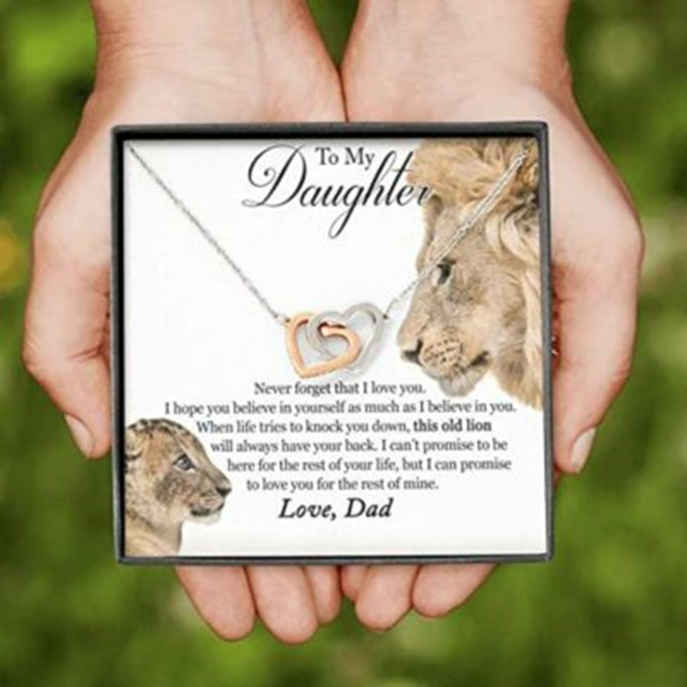 Daughter Necklace, To My Daughter This Old Lion Will Always Have Your Back Necklace Gift From Dad - Thegiftio UK