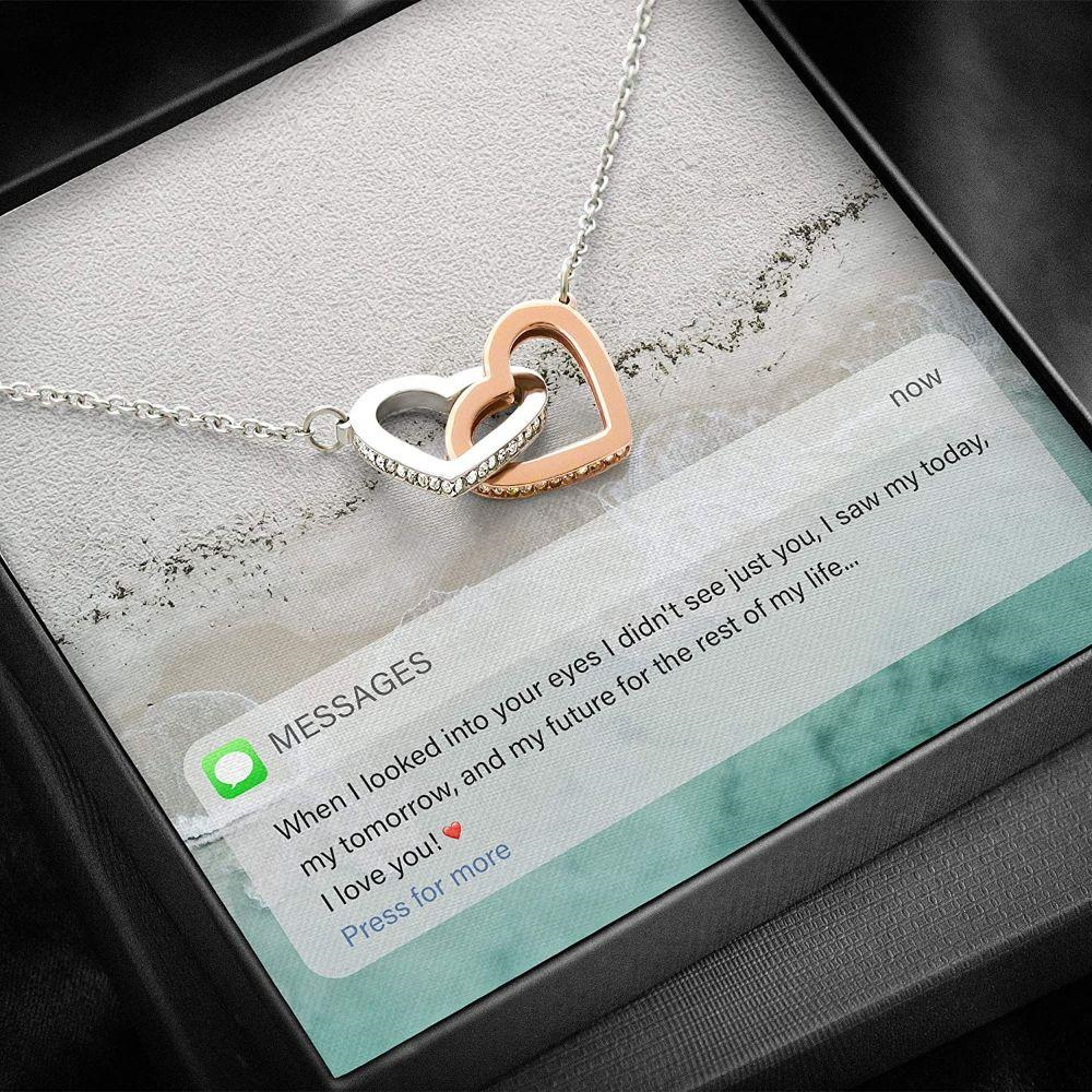 Wife Necklace, Necklace Gift For Her , Message Card For Her , Interlocking Necklace With Gift Box - Thegiftio UK