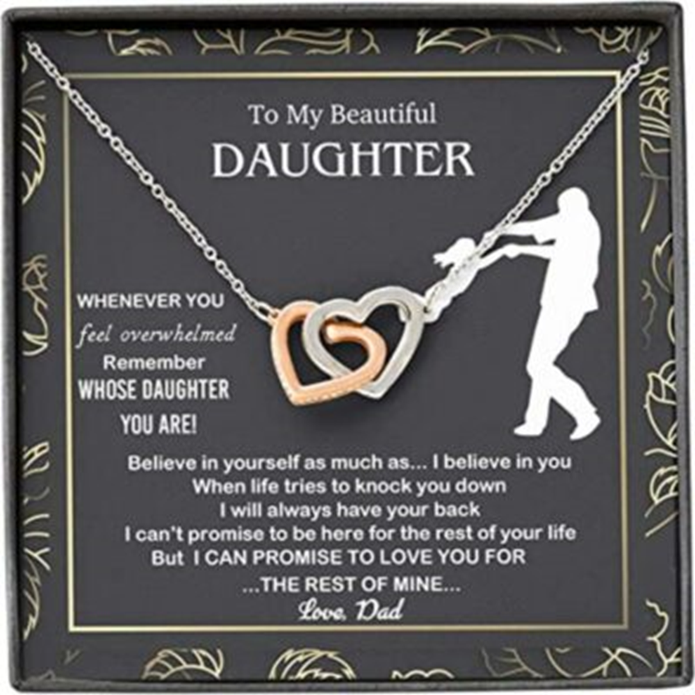Daughter Necklace, Father Daughter Necklace, Dad Gifts, Beautiful Overwhelmed Remember Believe Promise Necklace - Thegiftio UK