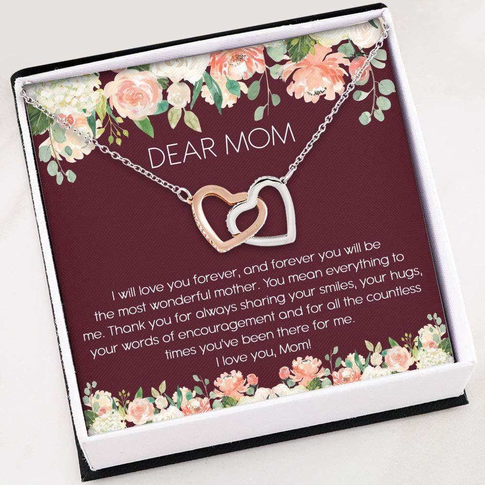 Mom Necklace , Dear Mom Necklace , Interlocking Hearts Necklace With Gift Box For Birthday Christmas - Thegiftio UK