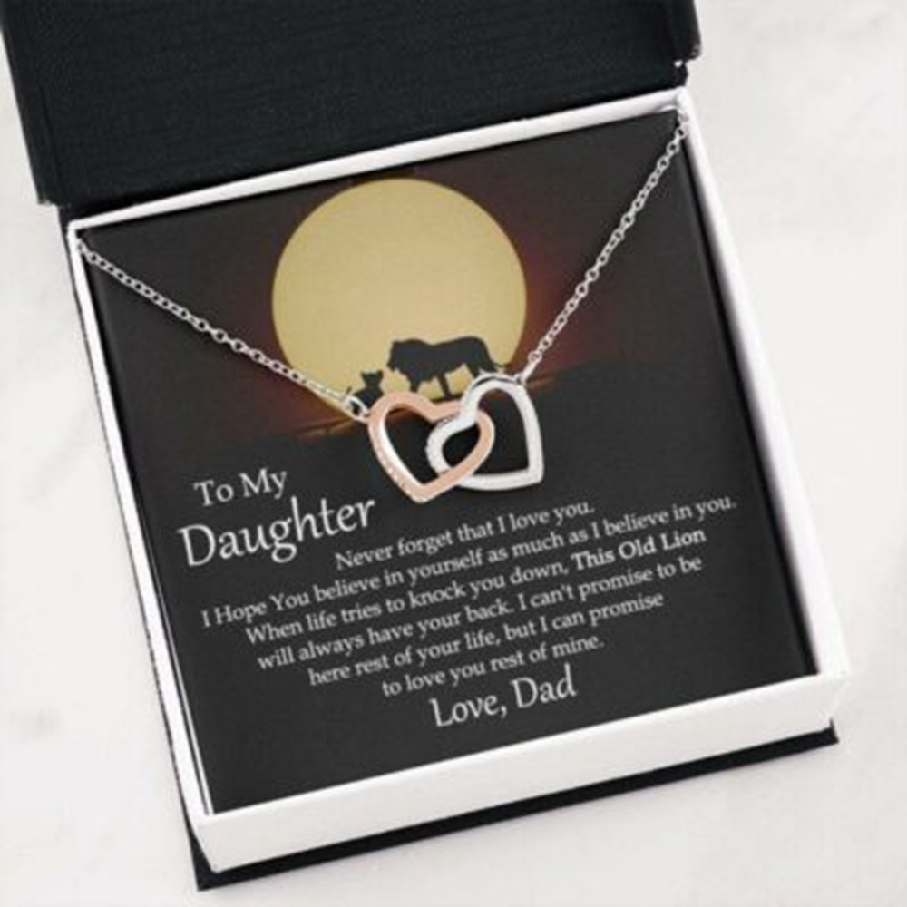 Daughter Necklace, To My Daughter Necklace, This Old Lion Will Always Have Your Back, Love Dad - Thegiftio UK
