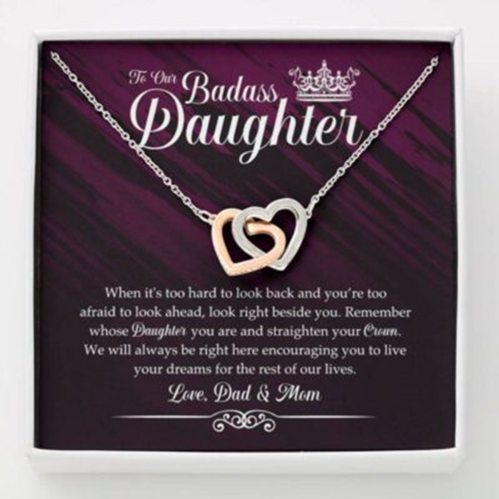 Daughter Necklace, To Our Badass Daughter Necklace , Straighten Your Crown - Thegiftio UK