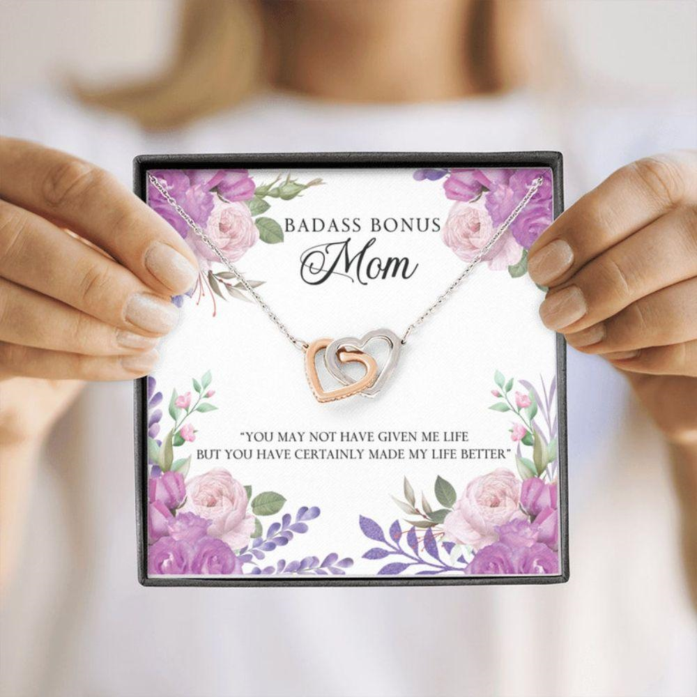 To My Bonus Mom Mothers Day Necklace, Gift For Bonus Mom, Necklace For Bonus Mom, Badass Bonus Mom - Thegiftio UK
