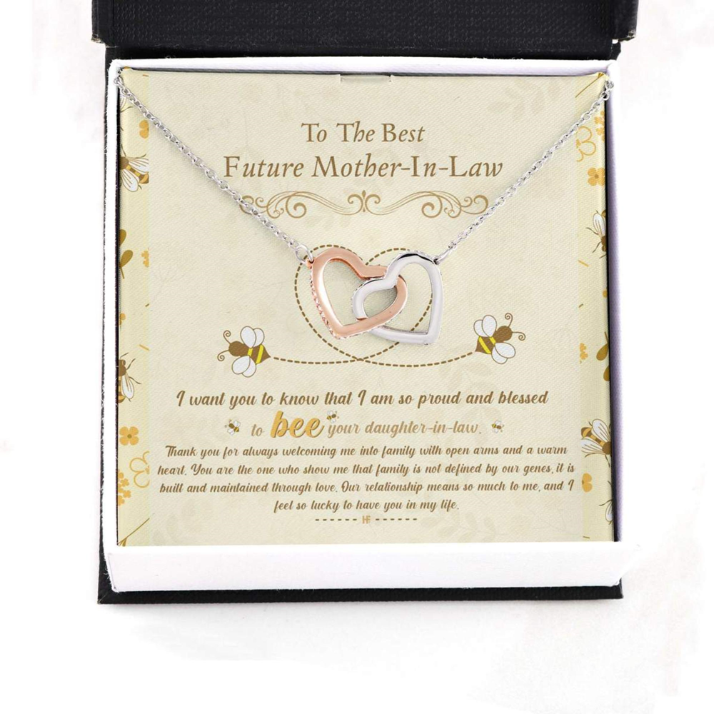 Mother-In-Law Necklace, Bee Daughter, Gift Future Mother In Law Interlocking Hearts Necklace - Thegiftio UK
