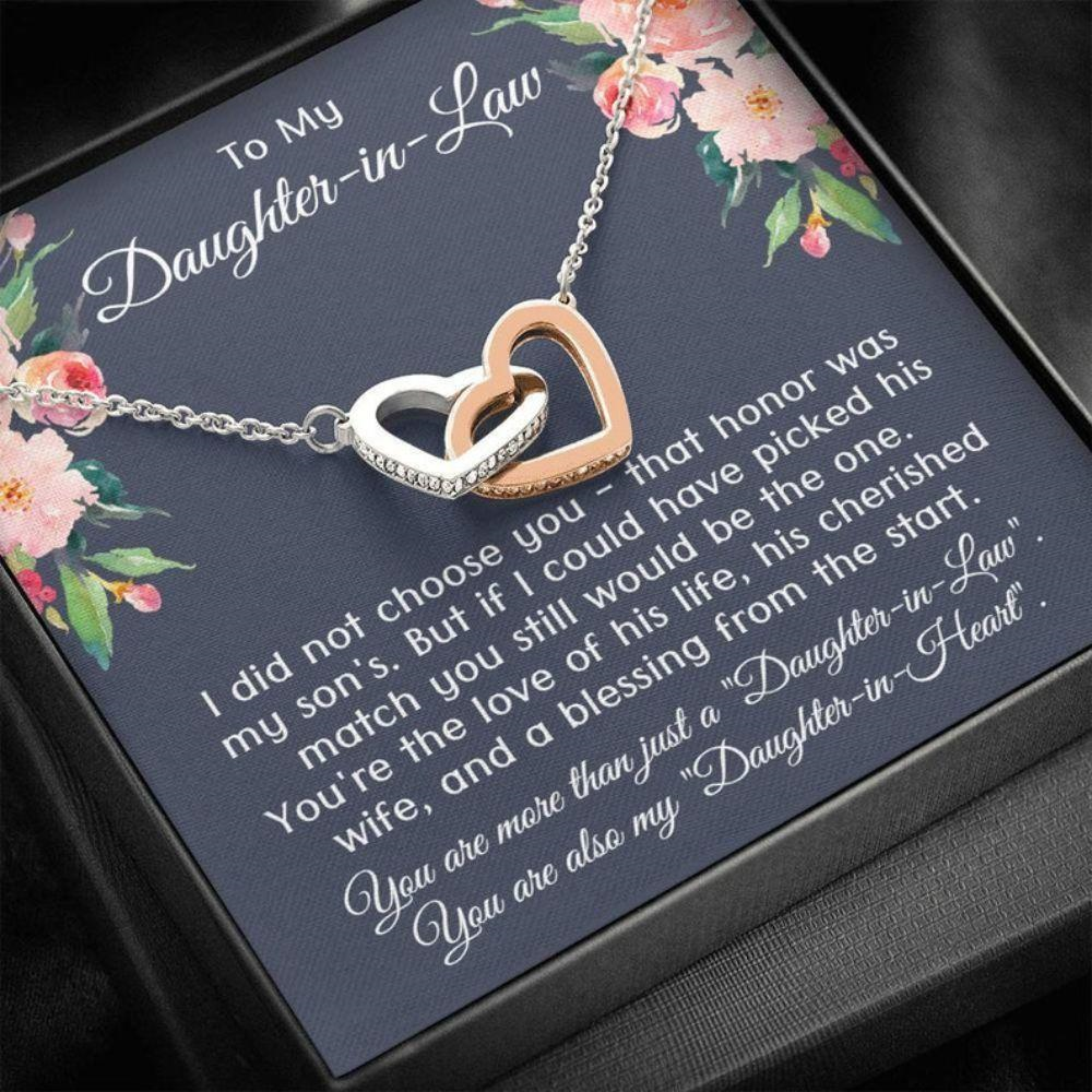 Daughter-In-Law Necklace, To My Daughter-In-Law Joined Hearts Necklace, Gift For Daughter In Law, Welcoming Daughter In Law Into Family - Thegiftio UK