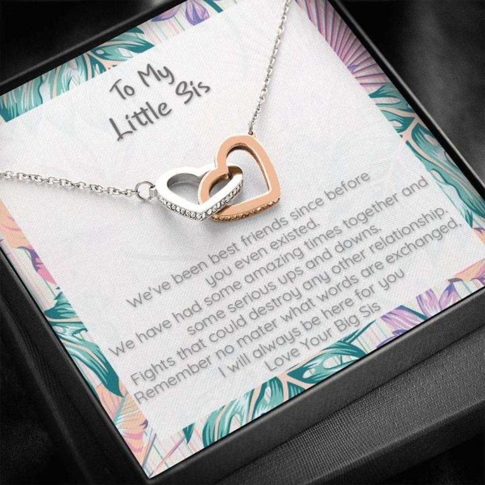 Sister Necklace, Little Sister Gift, My Best Friend, Cz Connected Hearts Forever Necklace - Thegiftio UK