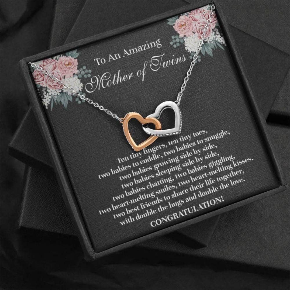 Mom Necklace, Mom Of Twins Necklace, Gift For Mother Of Twins, Best Gift For New Mom Of Twins, New Mom - Thegiftio UK