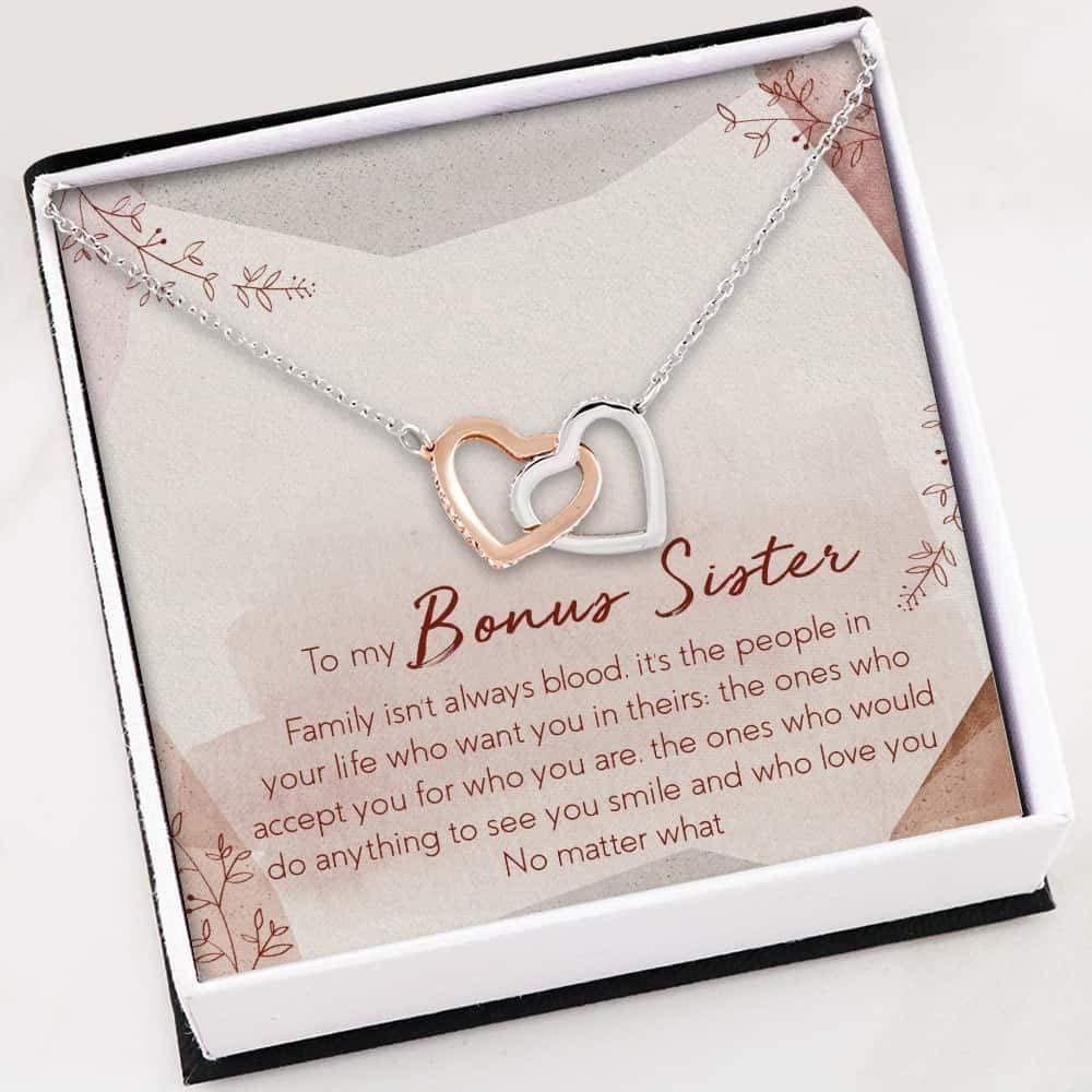 Sister Necklace , Bonus Sister Gift , Interlocking Hearts Necklace With Gift Box For Birthday Christmas - Thegiftio UK