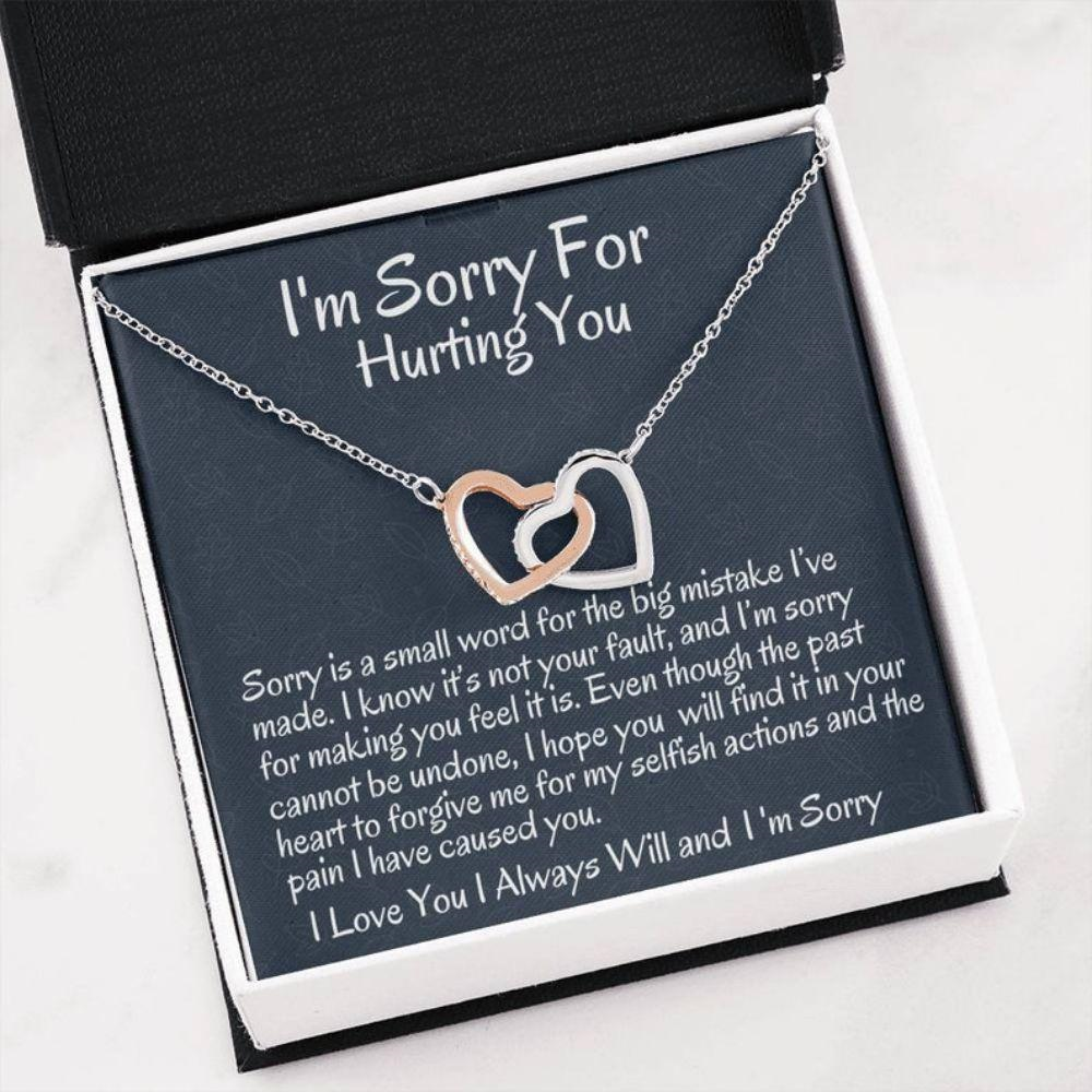 Wife Necklace, Girlfriend Necklace, I’M Sorry Gift, Apology Necklace For Wife Girlfriend, Two Hearts, Forgive Me, Sorry Gift Friend, Sorry Partner - Thegiftio UK
