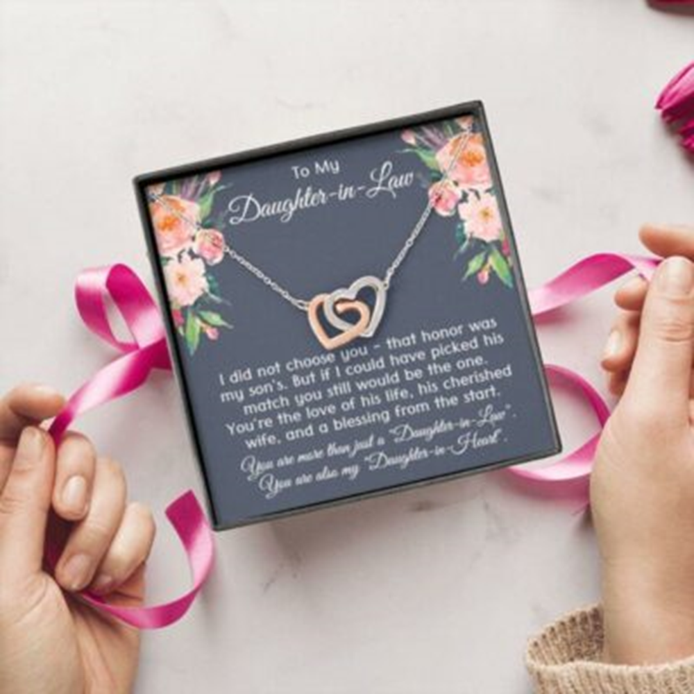 Daughter-In-Law Necklace, To My Daughter-In-Law Joined Hearts Necklace, Gift For Daughter In Law - Thegiftio UK