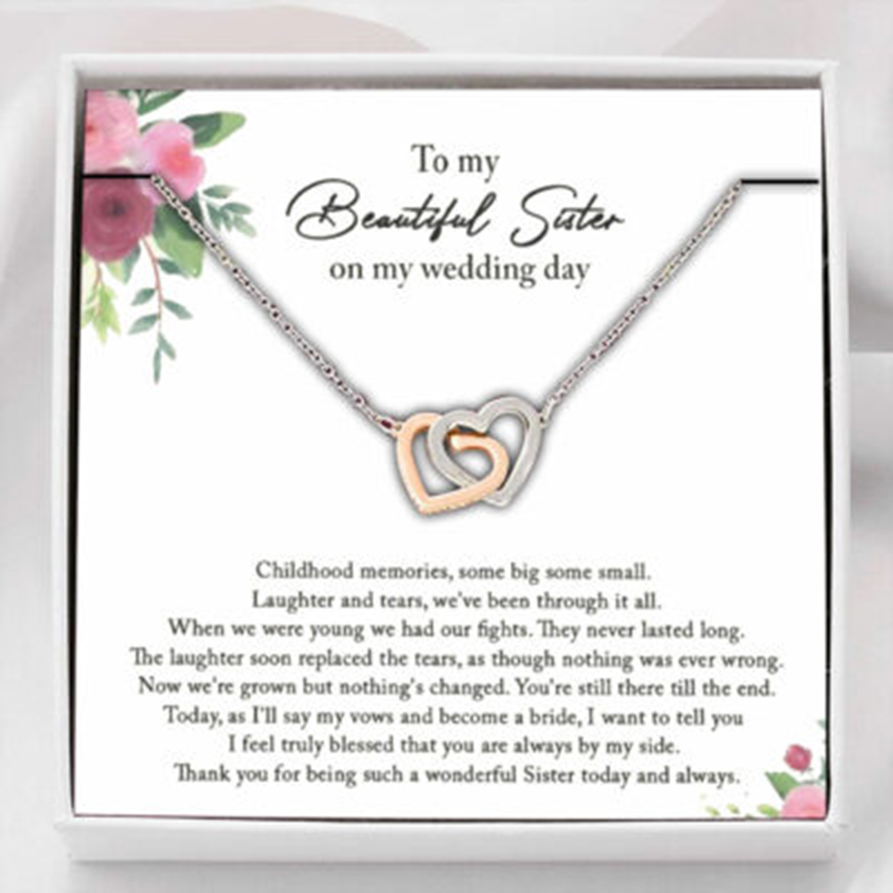 Sister Necklace, Sister Of The Bride Necklace, Sister Wedding Gift From Bride, Thank You Gift To Maid Of Honor - Thegiftio UK