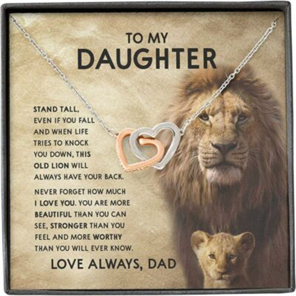Daughter Necklace, Father Daughter Necklace, Lion Stand Tall Knock Down Back Love Always - Thegiftio UK