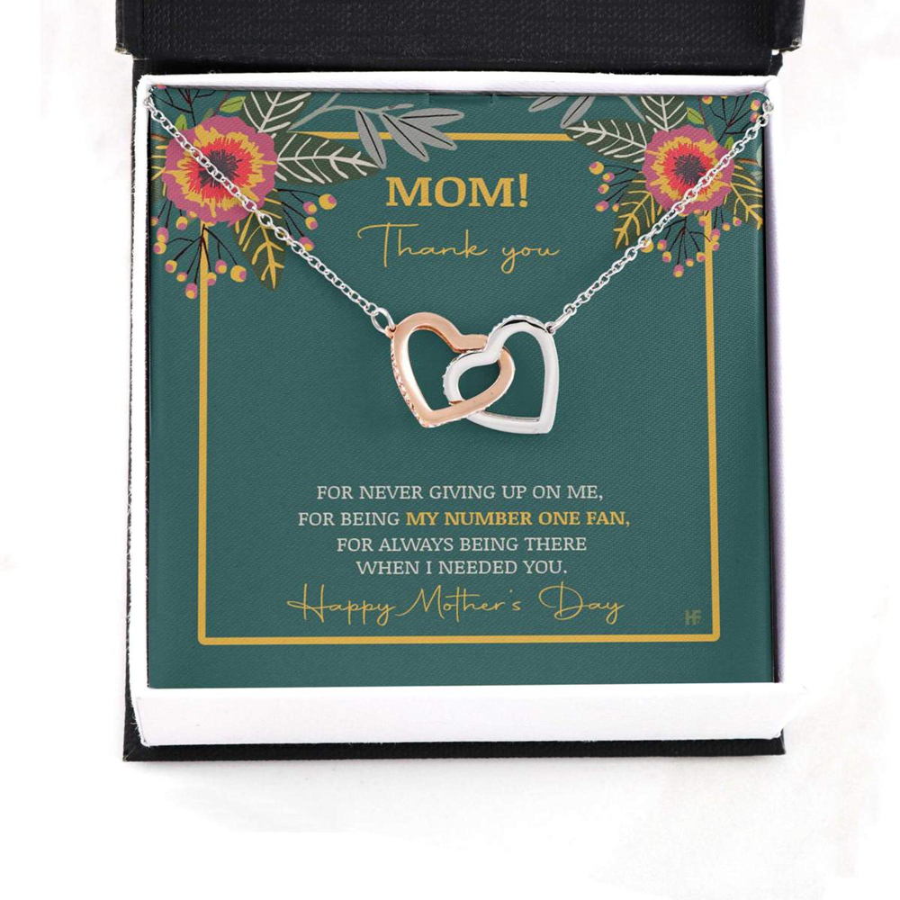 Mom Necklace, Gift For Your Mom On Mother, Day With Floral Patterns Interlocking Hearts Necklaces - Thegiftio UK