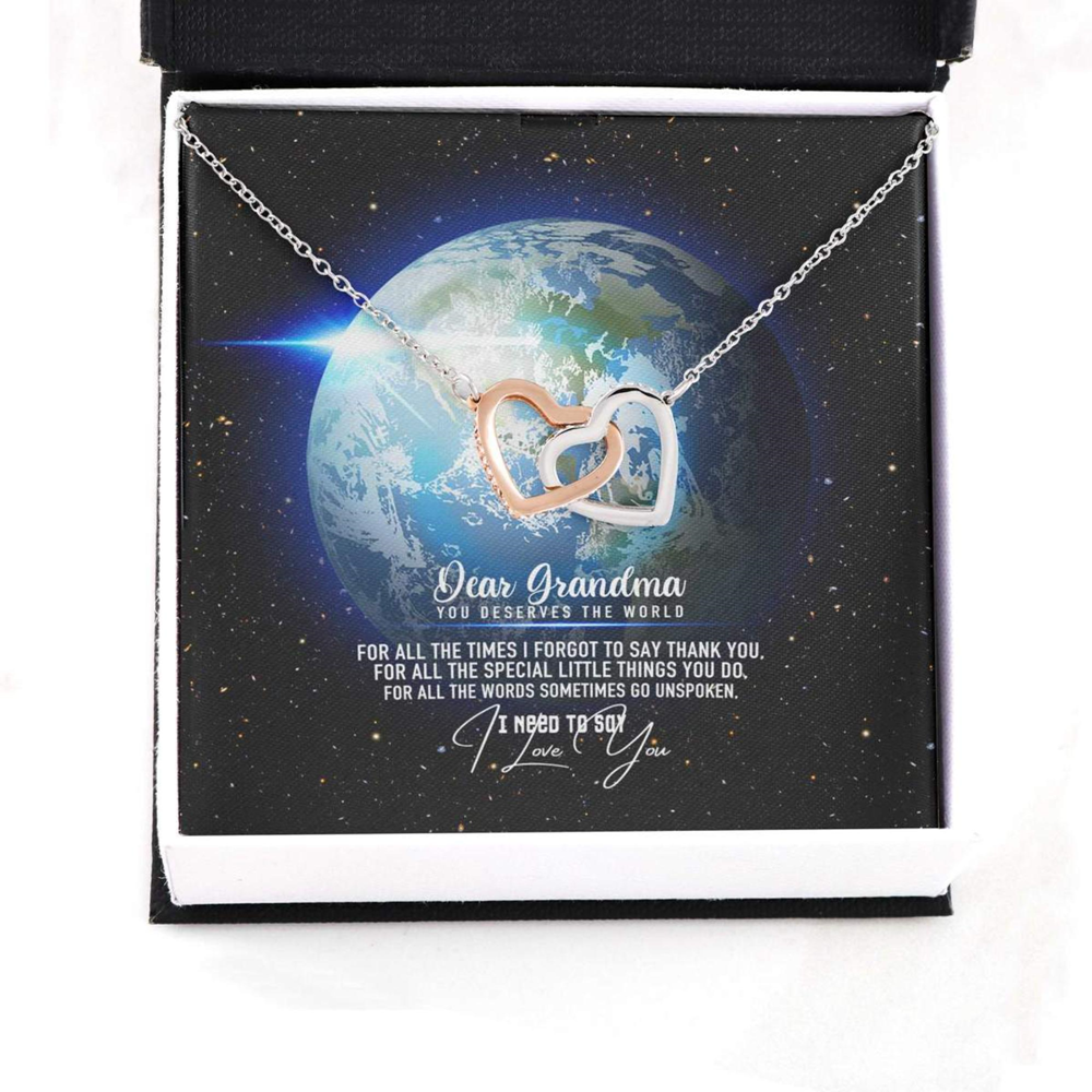 Grandmother Necklace, Meaningful Gift For Your Precious Grandma Who Deserves The World On Mother Day Necklace - Thegiftio